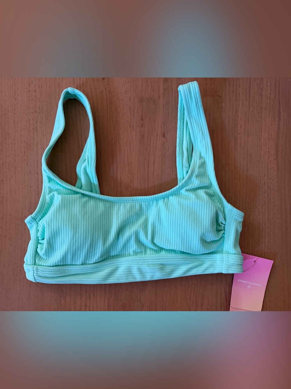 Limited Edition Stoney Clover Lane Ribbed Green Scoop Bikini Top NWT XS/S
